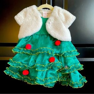EUC Holiday Tree Dress (1.5-2yr) Green
